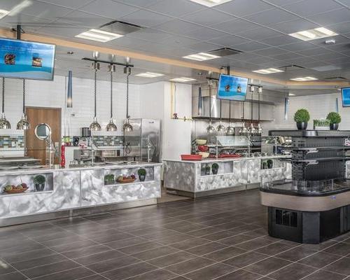 Interior view of servery at Jupiter Medical Center.