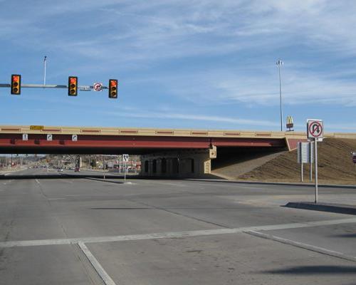 Bridge and intersection with traffic signals